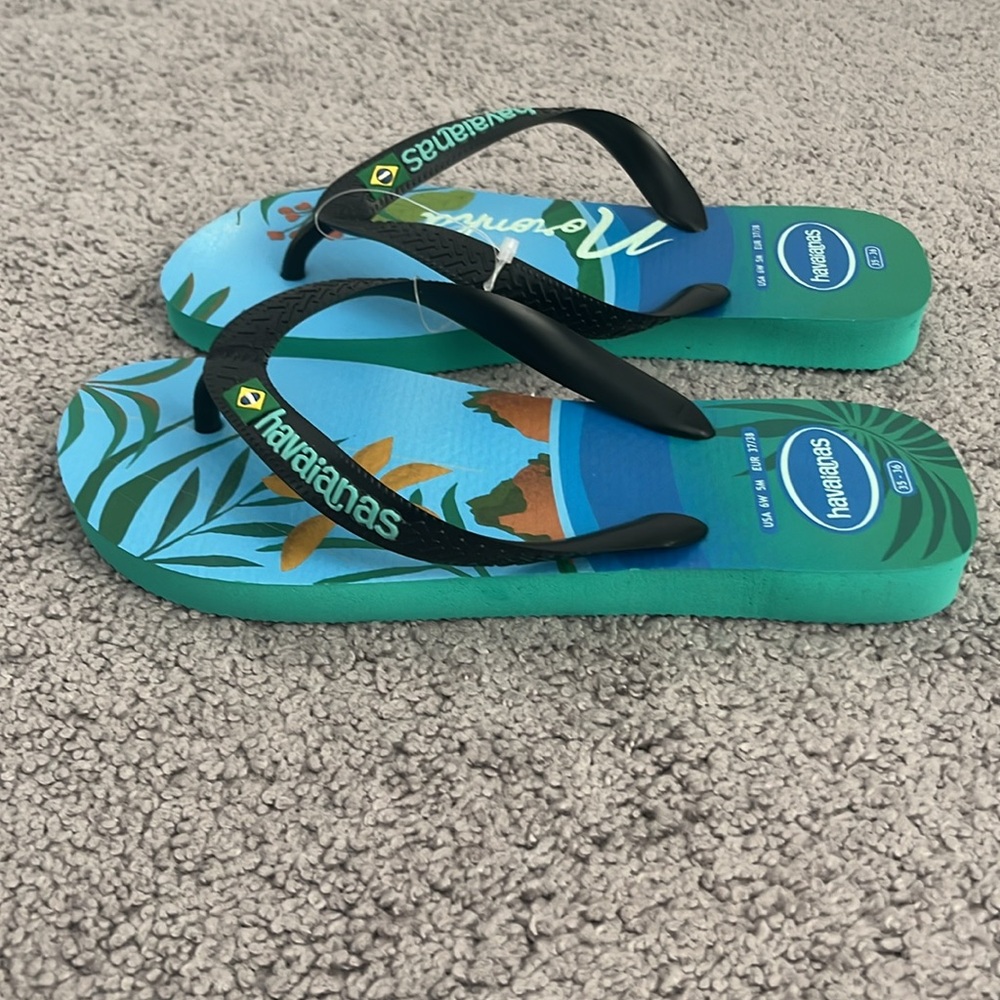 Havaianas Blue Tropical Noronha Brazil Flip Flops - Picture 5 of 5